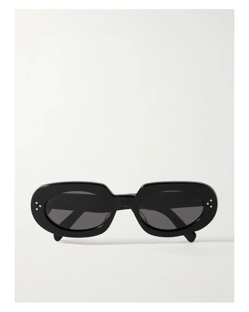 Celine Bold Oval-frame Acetate Sunglasses - Black Black