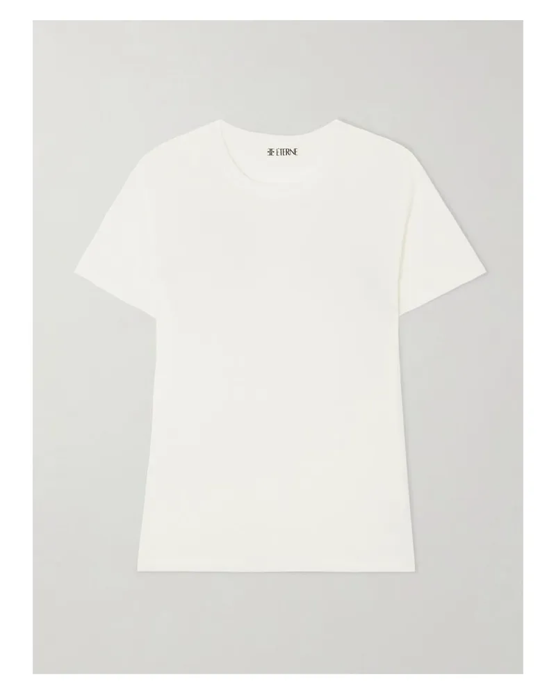 ÉTERNE Boyfriend Verkürztes T-shirt Aus Jersey Aus Einer Baumwoll-modalmischung - Elfenbein Elfenbein