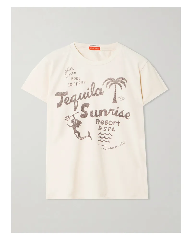 Mother The Boxy Goodie Goodie T-shirt Aus Baumwoll-jersey Mit Print - Creme Creme