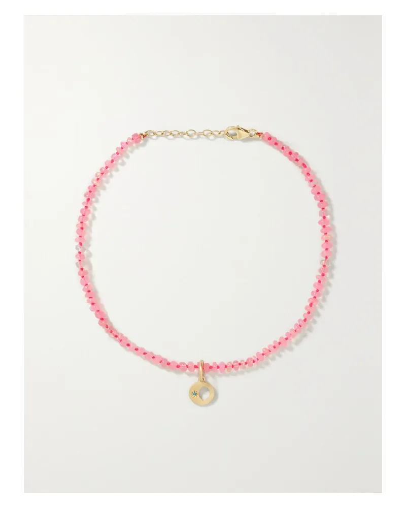 Andrea Fohrman Mini Waning/ Waxing Gibbous Fußkettchen Mit Opalen, Türkis Und Details Aus 14 Karat Gold - Pink Pink