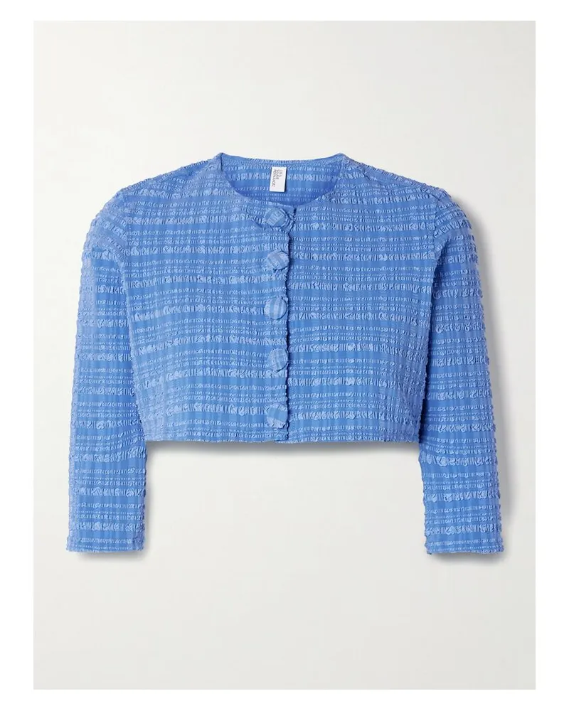 Lisa Marie Fernandez Verkürzter Cardigan Aus Gestreiftem Seersucker - Blau Blau