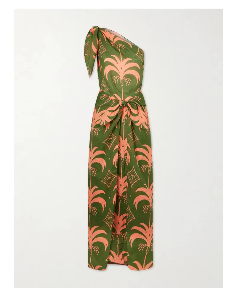 Johanna Ortiz Seaweed Asymmetrisches Maxikleid Aus Bedrucktem Leinen - Grün Grün