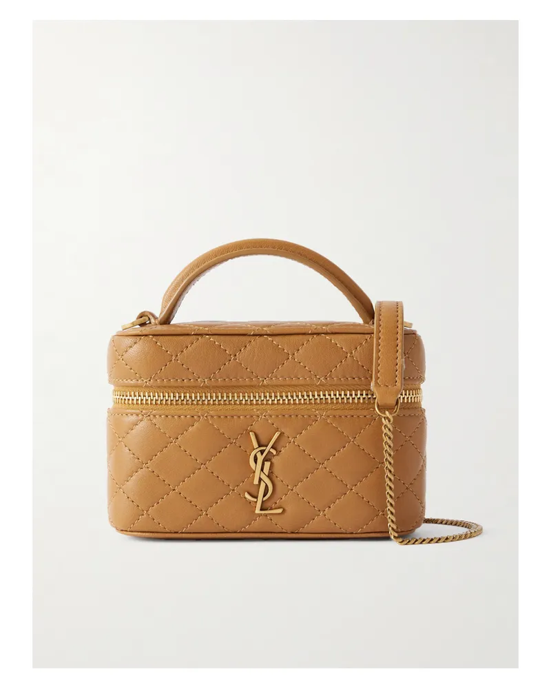 Saint Laurent Gaby Vanity Micro Quilted Leather Shoulder Bag - Brown Brown