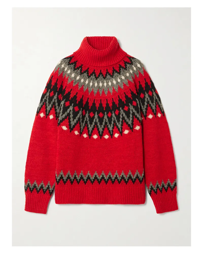 Ralph Lauren Fair Isle Wool-blend Turtleneck Sweater - Red Red
