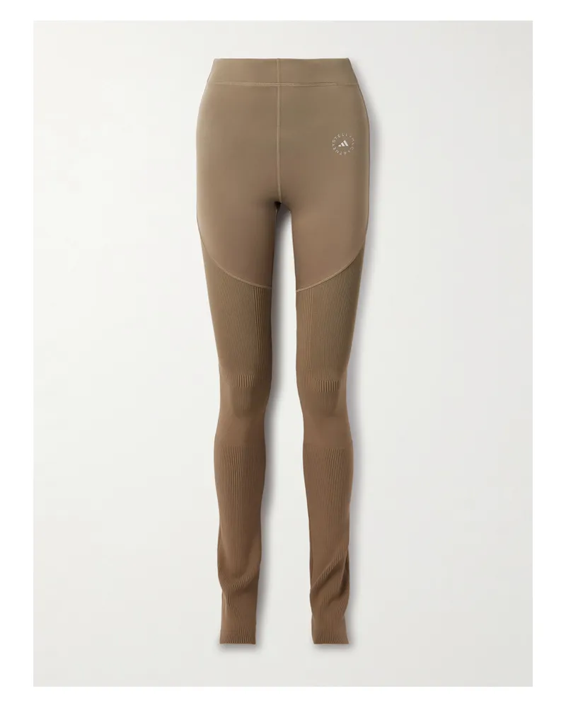 adidas Leggings Aus Recyceltem Stretch-material Und Rippstrick - Braun Braun