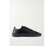 City Studded Crinkled-leather Sneakers - Black