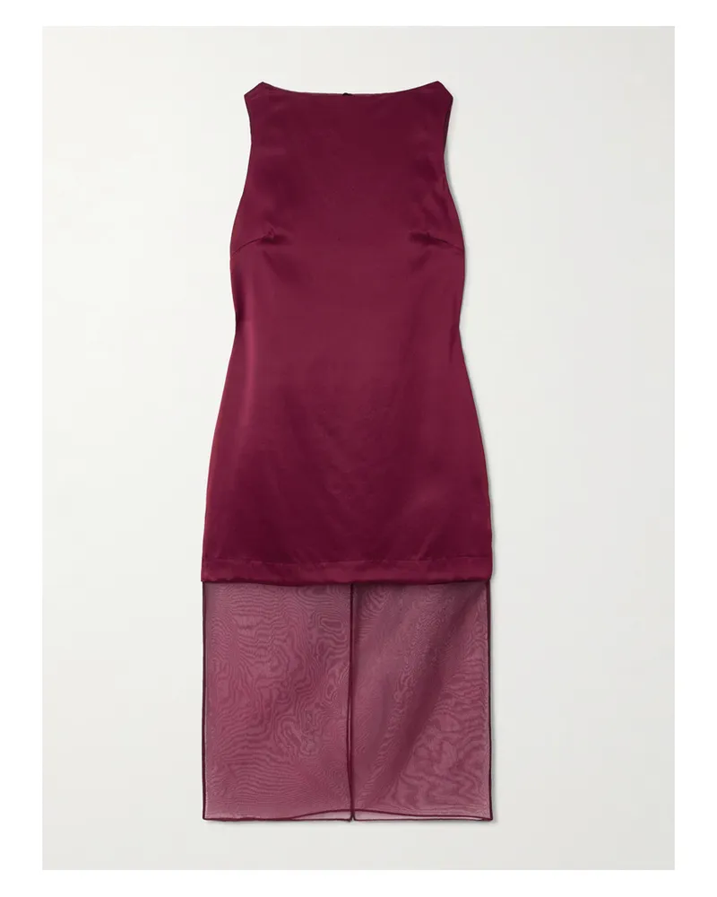 Esse Studios Rio Cowl Midikleid Aus Seidensatin Mit Organzabesätzen - Burgunder Burgunder