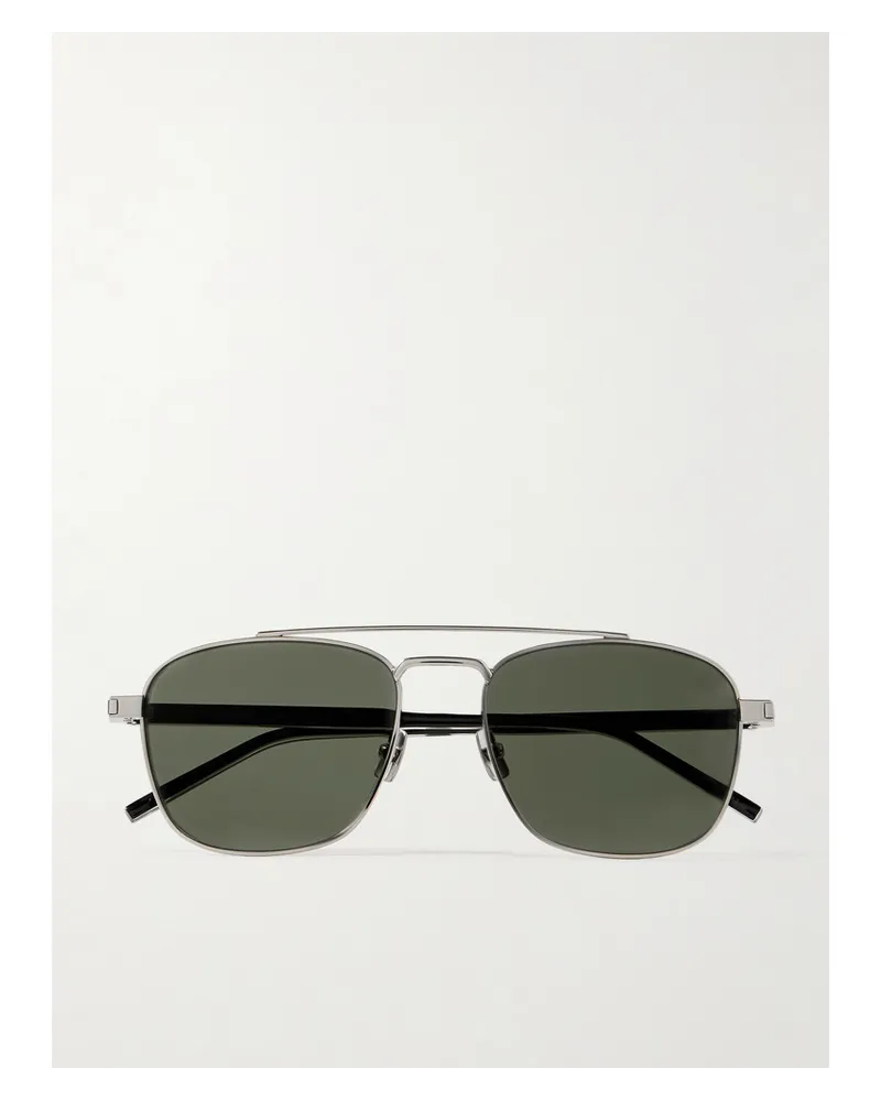 Saint Laurent Pilotensonnenbrille aus Azetat Silber