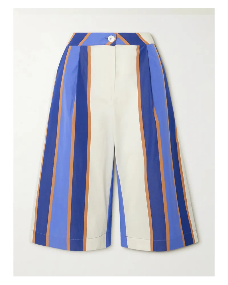 Thierry Colson Shorts aus Bedrucktem Baumwoll-voile Blau