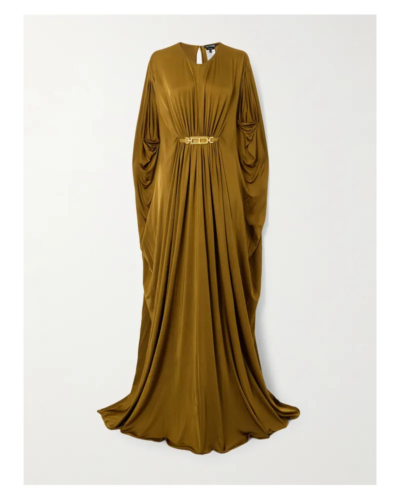 Tom Ford Robe Aus Glänzendem Jersey Mit Raffungen Und Gürtel - Gold Gold