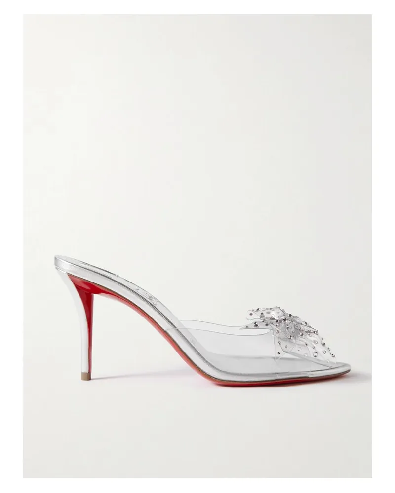 Christian Louboutin Aqua Strass 80 Mules Aus Pvc Mit Kristallen - Silber Silber