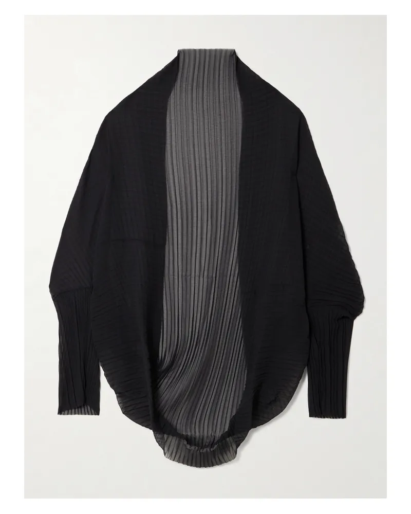 Max Mara Vesuvio Cape Aus Plissiertem Tüll - Schwarz Schwarz
