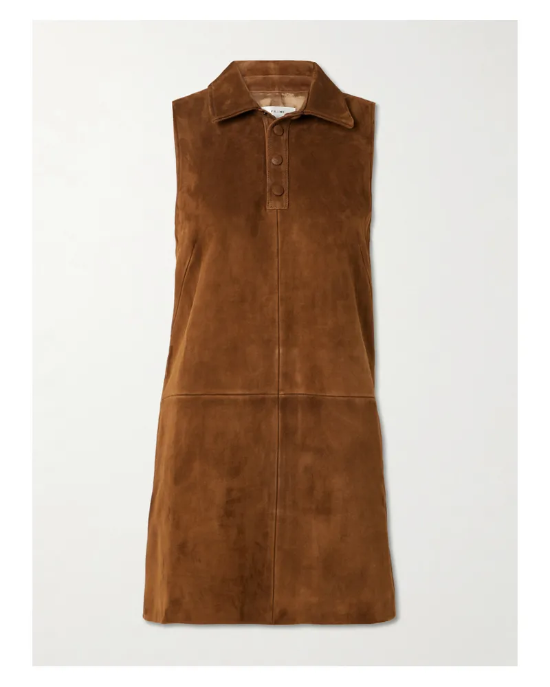 Frame Denim Mini-hemdblusenkleid Aus Veloursleder - Braun Braun
