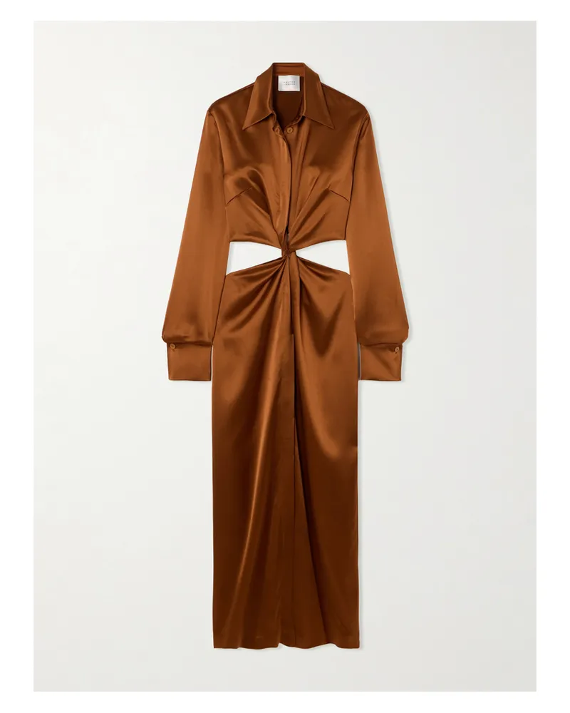 GALVAN Hock Maxikleid Aus Satin Mit Cut-outs Und Twist-detail - Braun Braun