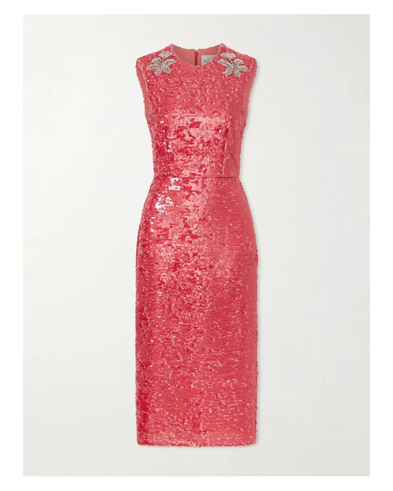 Erdem Crystal-embellished Sequined Satin Midi Dress - Pink Pink