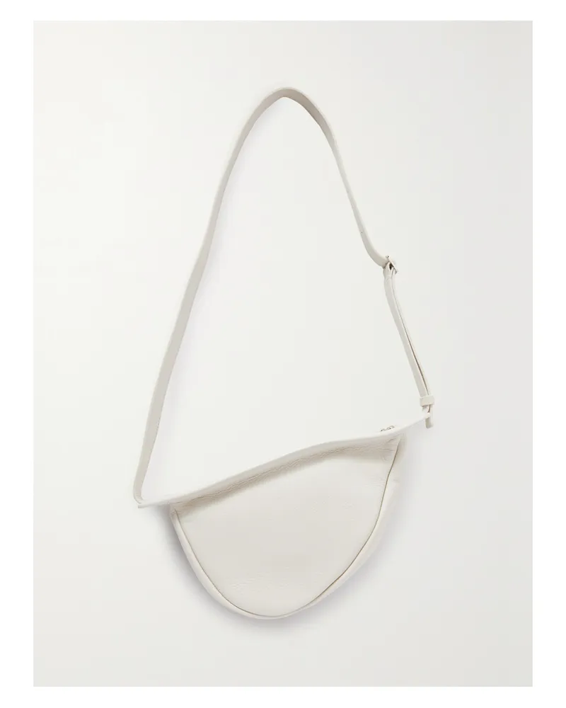 The Row Slouchy Banana Small Textured-leather Shoulder Bag - White White