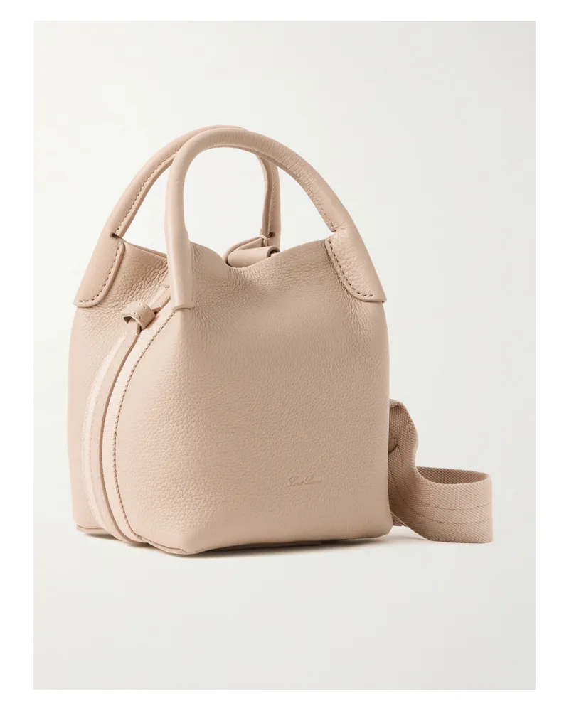 Loro Piana Bale Grosgrain-trimmed Textured-leather Shoulder Bag - Neutrals Neutrals
