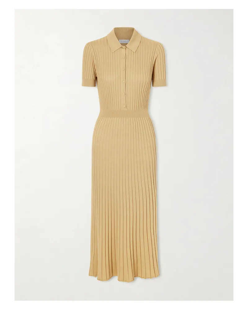 Gabriela Hearst Amor Ribbed Silk And Cashmere-blend Midi Dress - Brown Brown