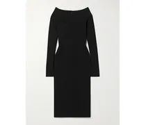 Schulterfreies Strickkleid - Schwarz