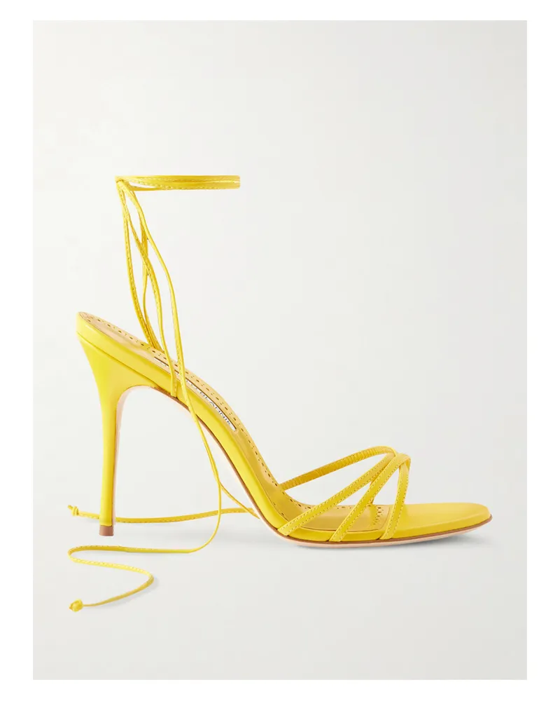 Manolo Blahnik Leva 105 Leather Sandals - Yellow Yellow
