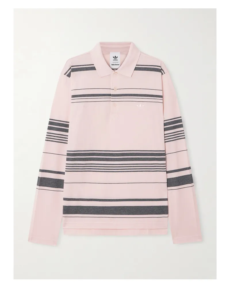 adidas Wales Bonner Polohemd Aus Baumwoll-piqué Mit Streifen - Pink Pink