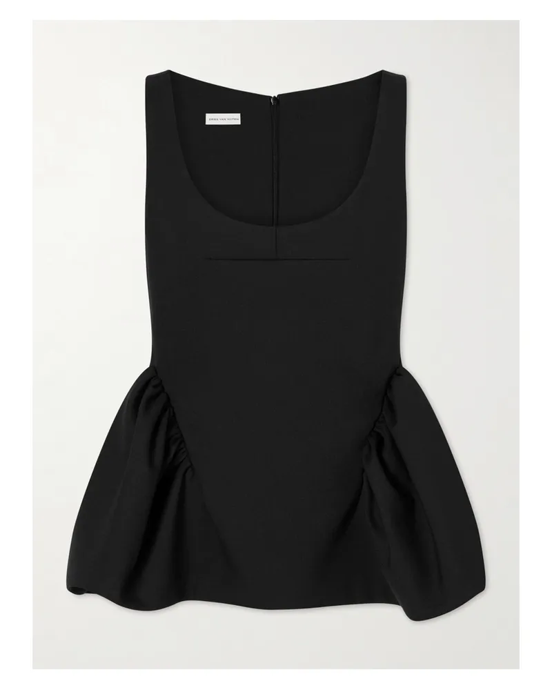 Dries van Noten Caylo Crepe Peplum Top - Black Black