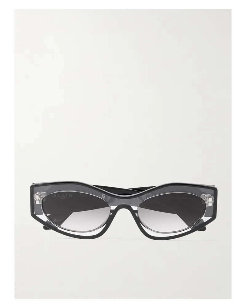 Alaïa Zweifarbige Sonnenbrille Mit Cat-eye-rahmen - Schwarz Schwarz