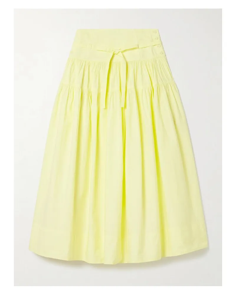 Ulla Johnson Angeline Midirock Aus Vorgewaschener Baumwollpopeline Mit Raffungen Zum Binden - Gelb Gelb