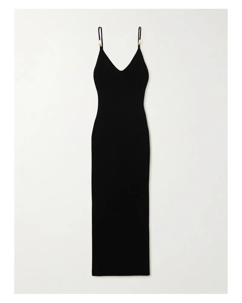 Versace Midikleid Aus Stretch-jersey Mit Verzierungen - Schwarz Schwarz