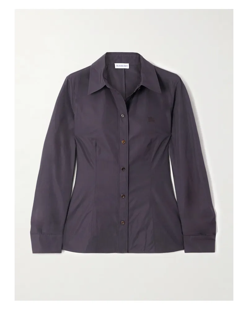 Burberry Hemd Aus Baumwollpopeline Mit Stickerei - Blau Blau