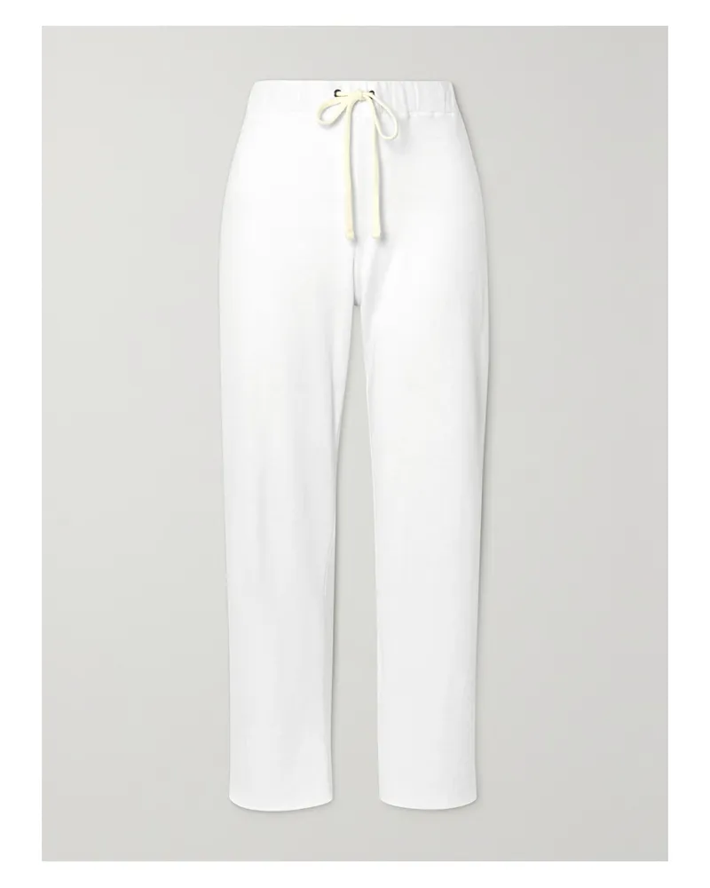 James Perse Cropped Supima Cotton-terry Track Pants - White White