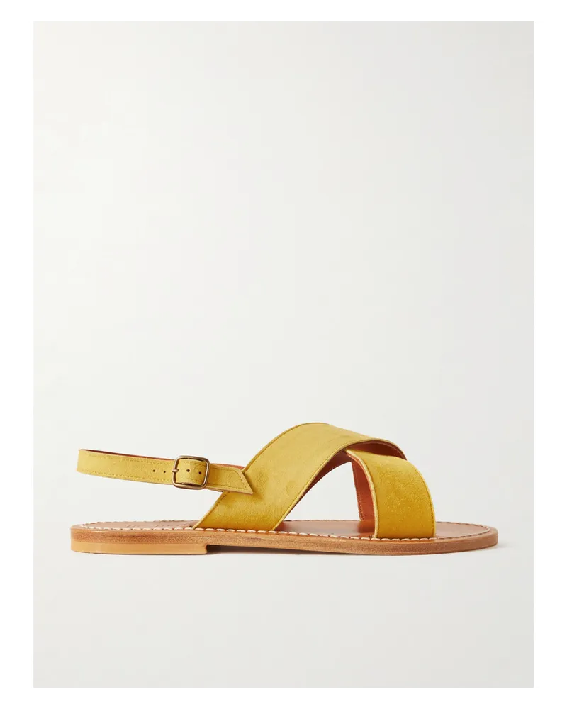 K.Jacques  Osorno Slingback-sandalen aus Veloursleder Gelb
