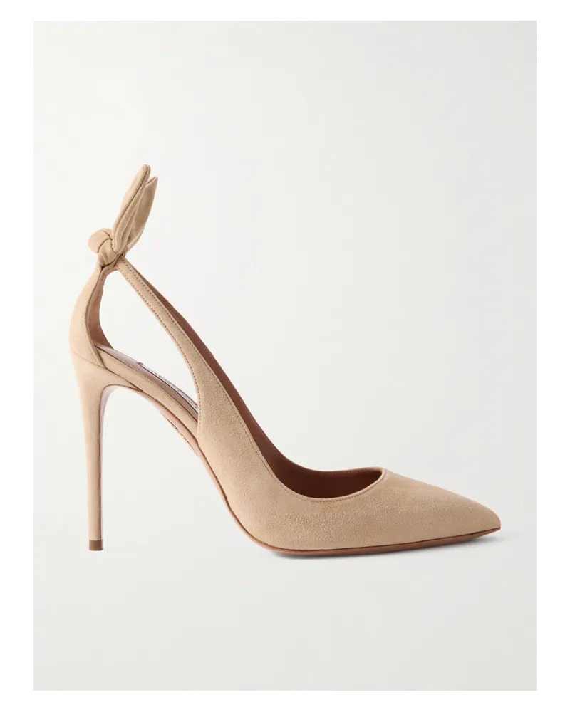 Aquazzura Bow Tie 85 Pumps Aus Veloursleder - Neutral Neutral
