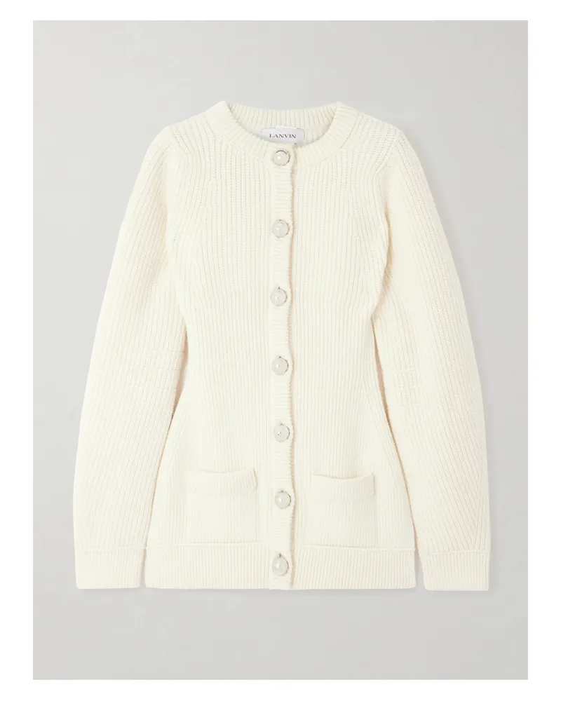 Lanvin Cardigan Aus Wolle In Rippstrick - Creme Creme