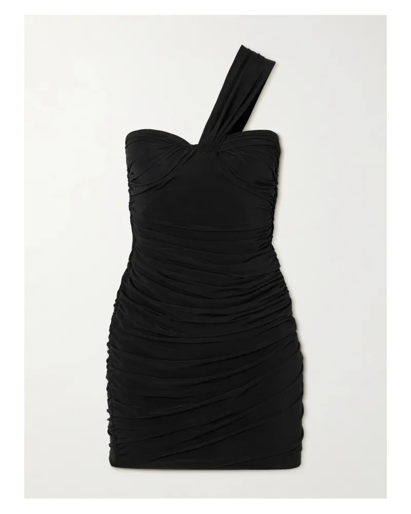 Isabel Marant Mylenia Asymmetrisches Minikleid Aus Stretch-jersey Mit Raffungen - Schwarz Schwarz