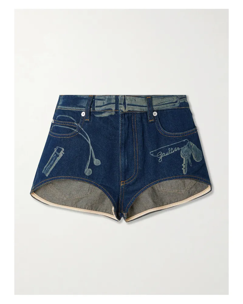 Jean Paul Gaultier Trompe-l'œil Printed Denim Shorts - Blue Blue
