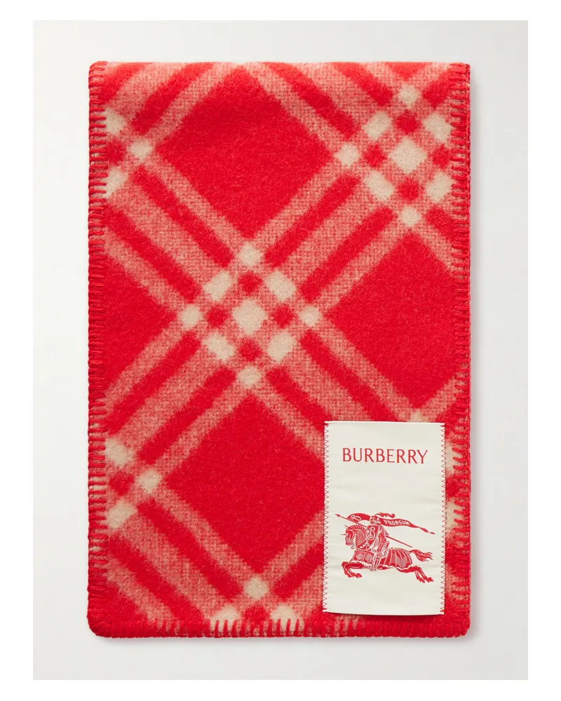 Burberry Checked Wool Scarf - Red Red