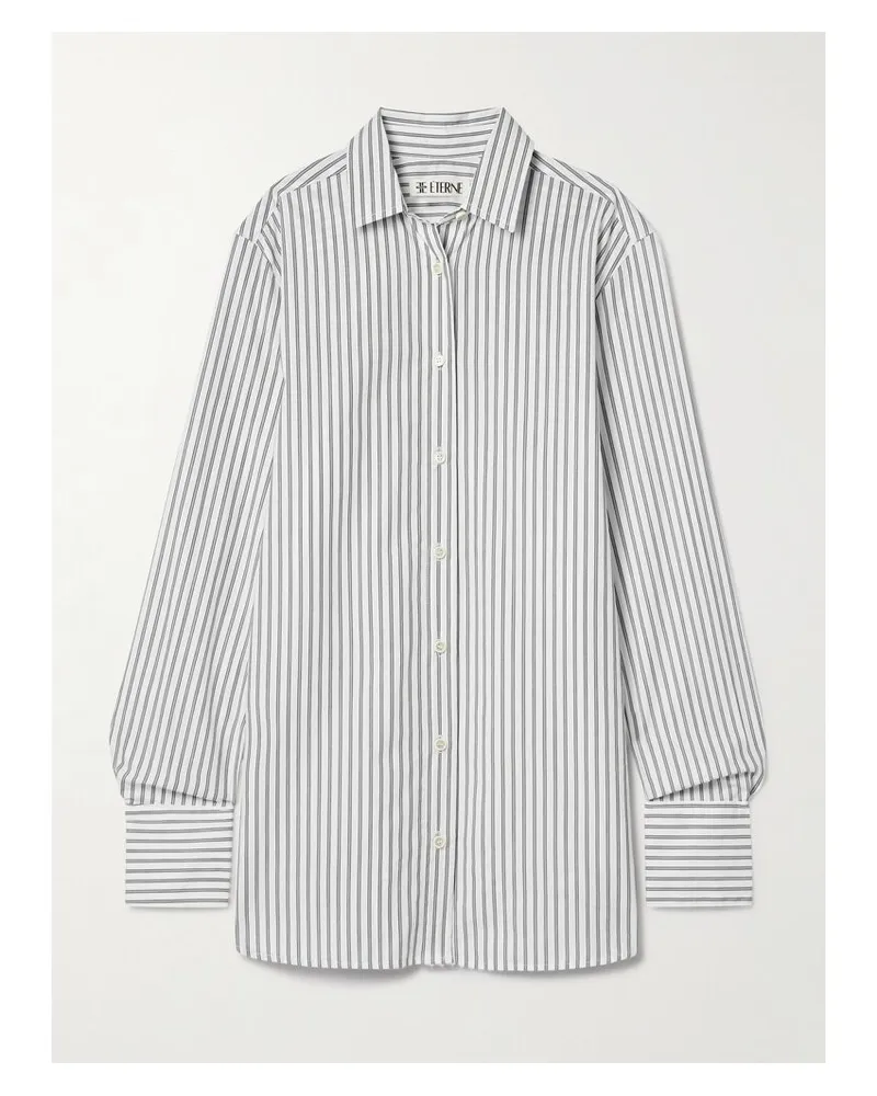 ÉTERNE Hemd Aus Gestreifter Baumwollpopeline - Blau Blau