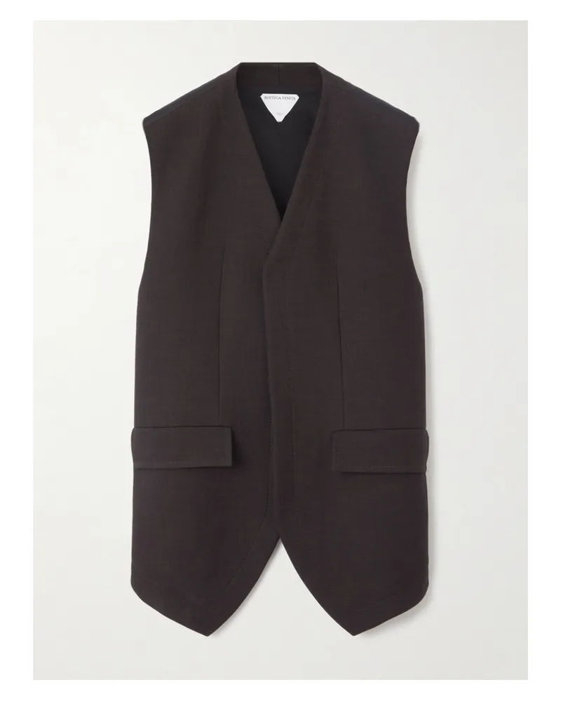 Bottega Veneta Cotton-blend Crepe Vest - Brown Brown