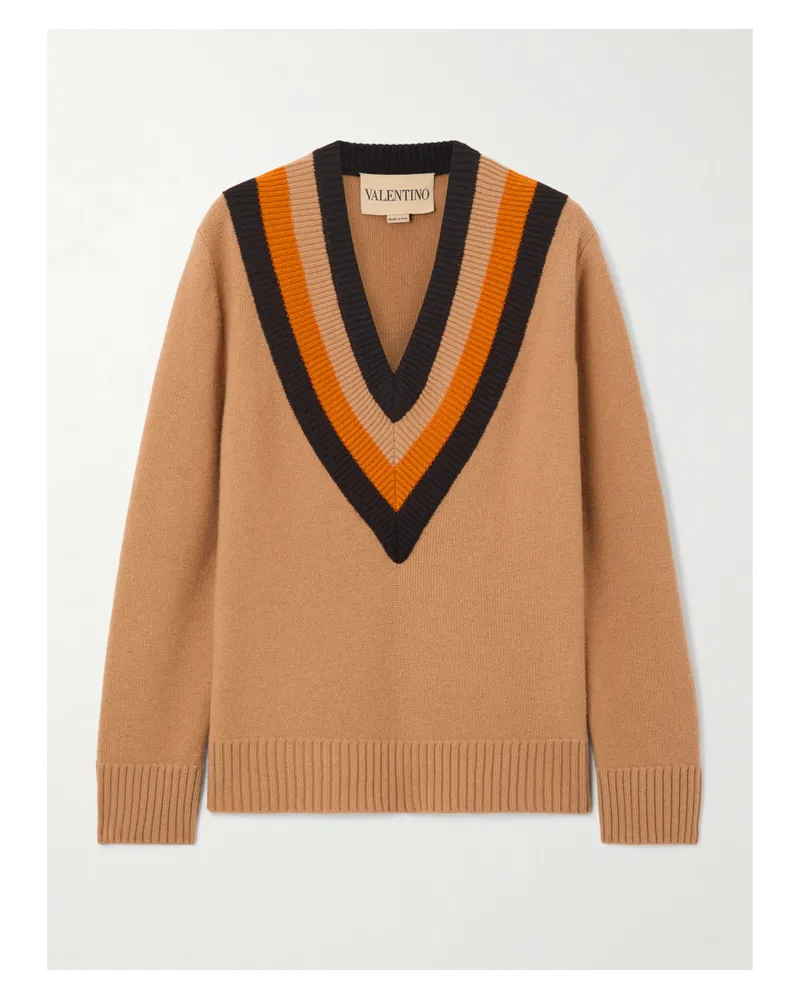 Valentino Garavani Wollpullover Mit Streifen - Braun Braun