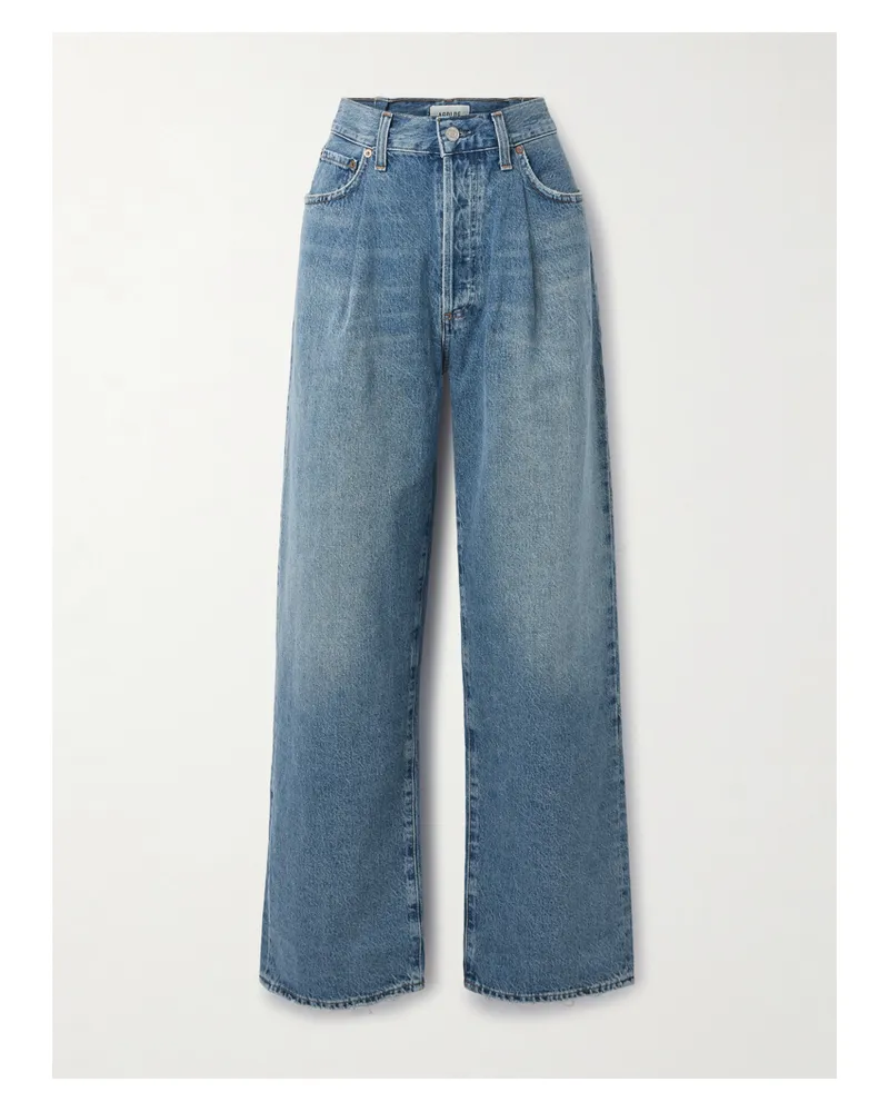 AGOLDE Franka Hoch Sitzende Jeans Mit Weitem Bein Und Falten - Blau Blau