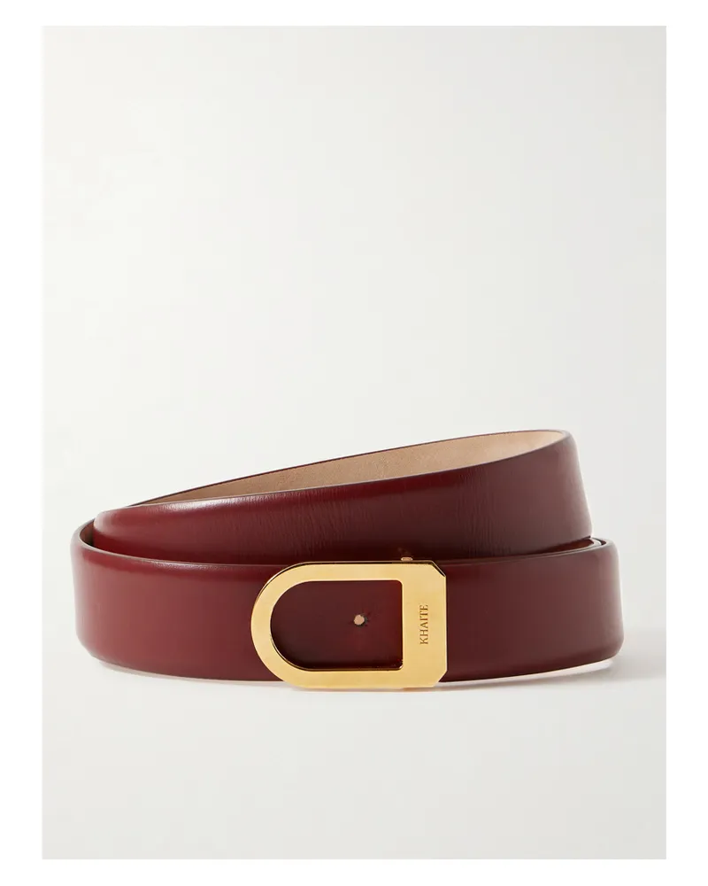 KHAITE Saddle Leather Belt - Burgundy Burgundy