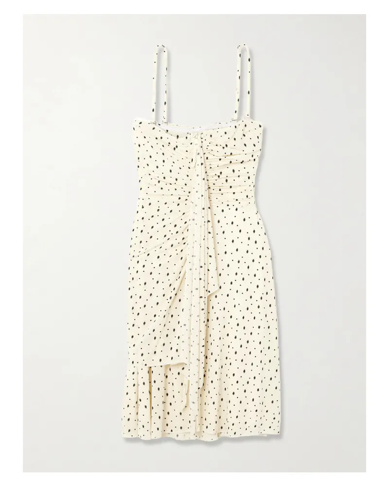 Isabel Marant Gemma Ruched Draped Polka-dot Stretch-jersey Mini Dress - Neutrals Neutrals