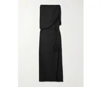 Elspeth Belted Draped Wool-twill Maxi Dress - Black