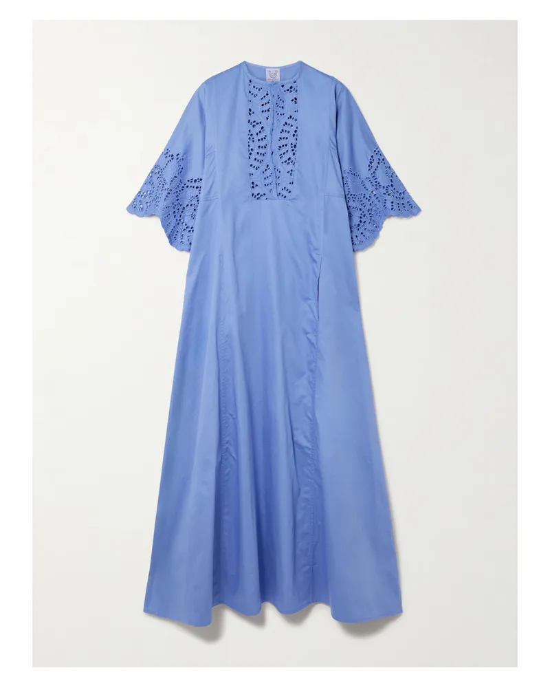 Thierry Colson Rachel Kaftan Aus Baumwollpopeline Mit Lochstickerei - Blau Blau