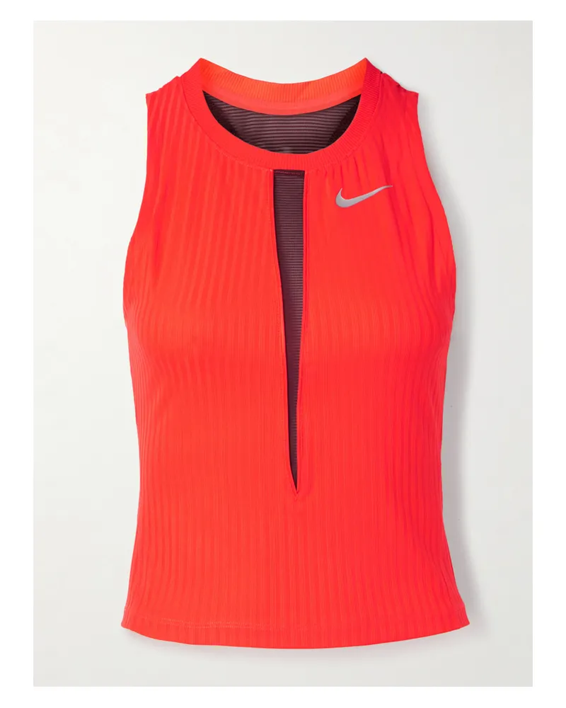 Nike Nikecourt Slam Tennis-oberteil Aus Geripptem Dri-fit-material Und Mesh Mit Cut-outs - Rot Rot