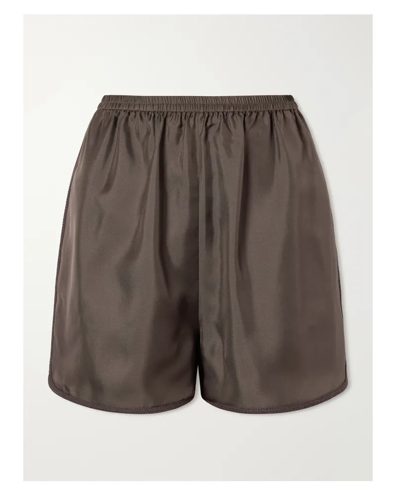 Róhe Silk-satin Shorts - Brown Brown