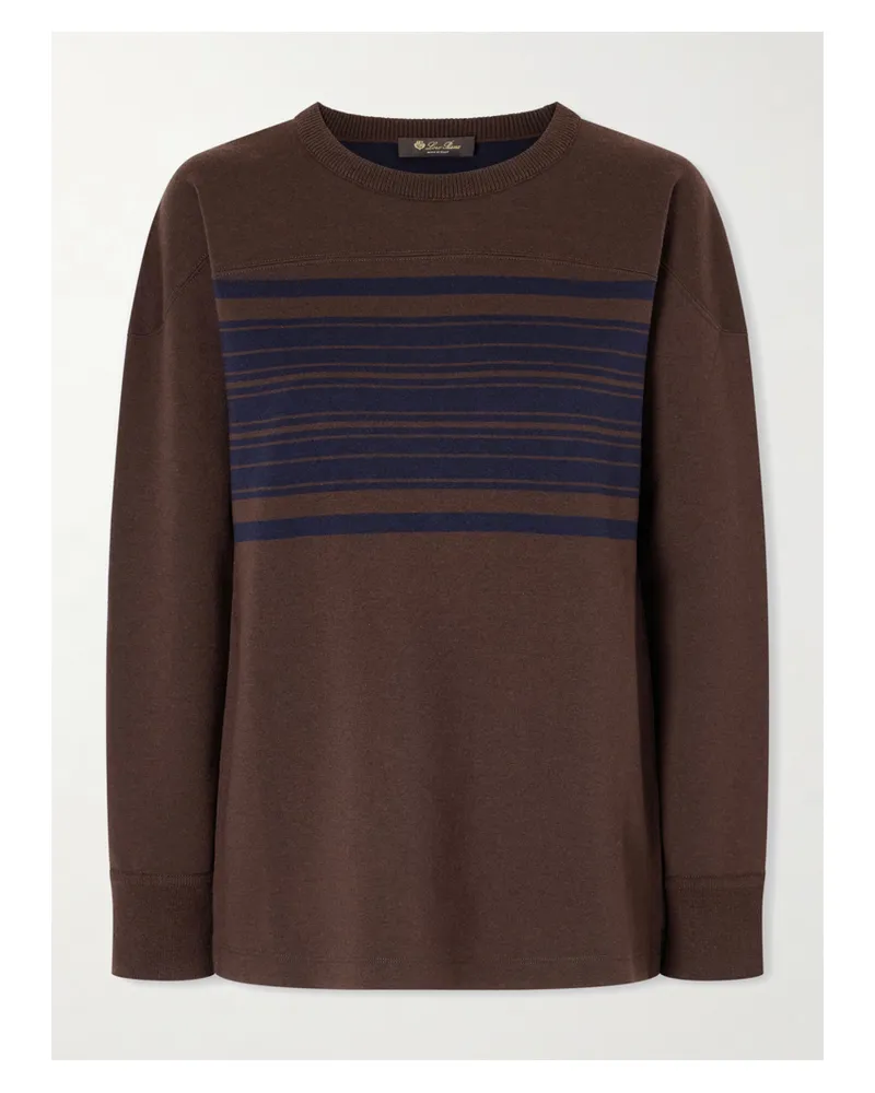 Loro Piana Winterdale Striped Wool And Cashmere-blend Sweater - Brown Brown
