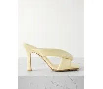 Riva Padded Glossed-leather Mules - Yellow