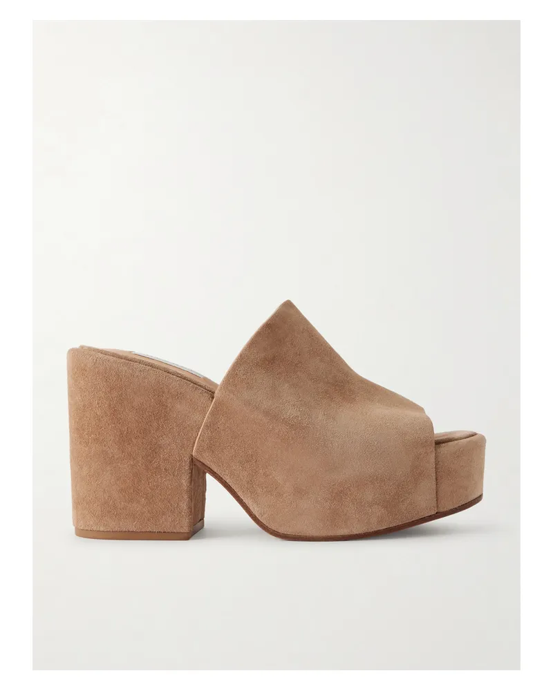 Gabriela Hearst Ares Suede Platform Mules - Neutrals Neutrals